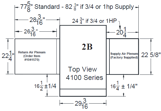 front isometric view of 4100 showing unit dimensions